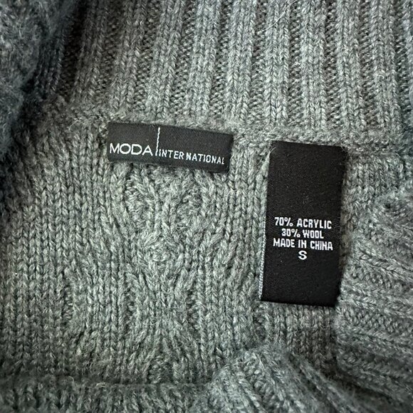 Gray Knit Pencil Skirt Moda Cable Pattern Wool Blend Ribbed Waist Size S - Picture 4 of 5